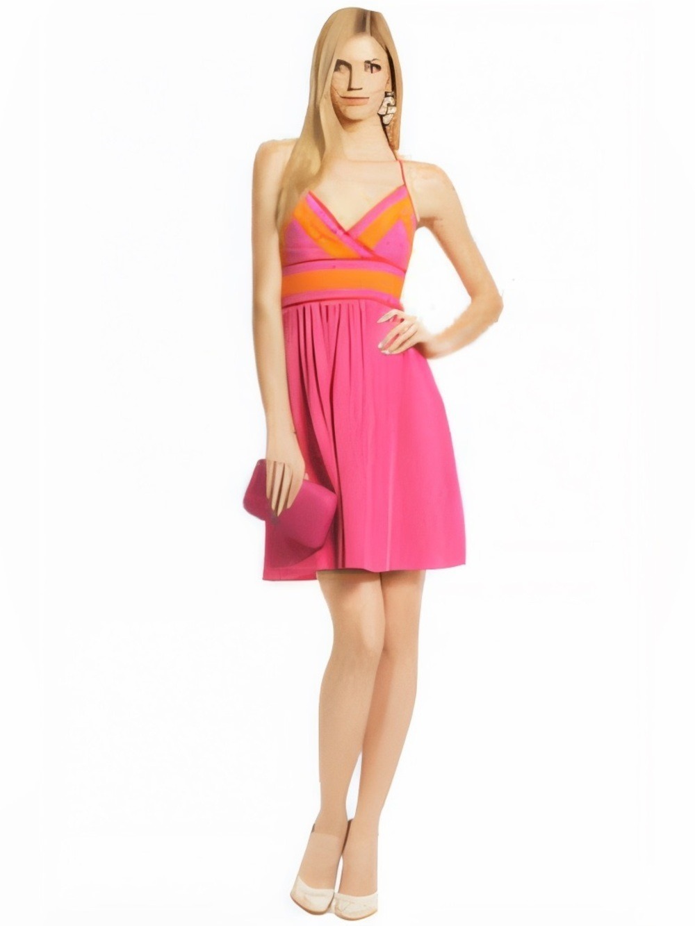 Trina Turk Hot Pink Silk Halter Mini Dress Size 12